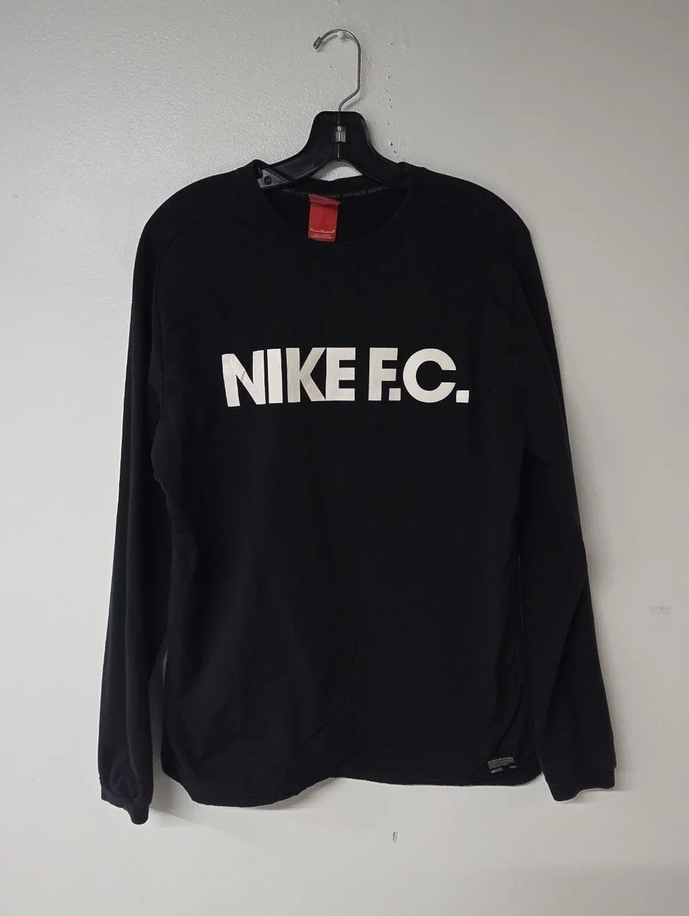 NIKE Black Long Sleeve NIKE F.C. Logo Tee